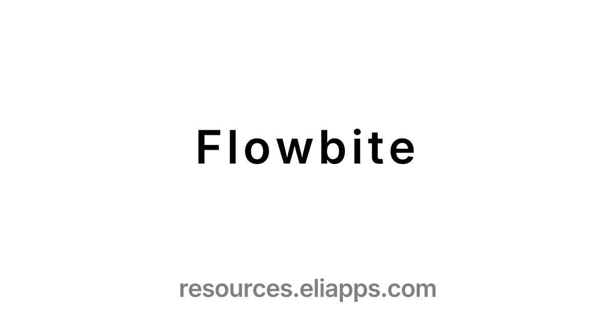 Flowbite on EliApps Resources (info & links)